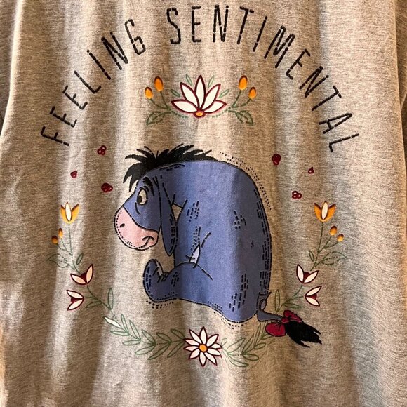 Disney Eeyore Donkey Sz XL T-Shirt Gray Ring Spun Feeling Sentimental Daisy - Picture 3 of 11